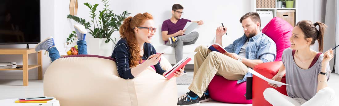 A group of students studying together